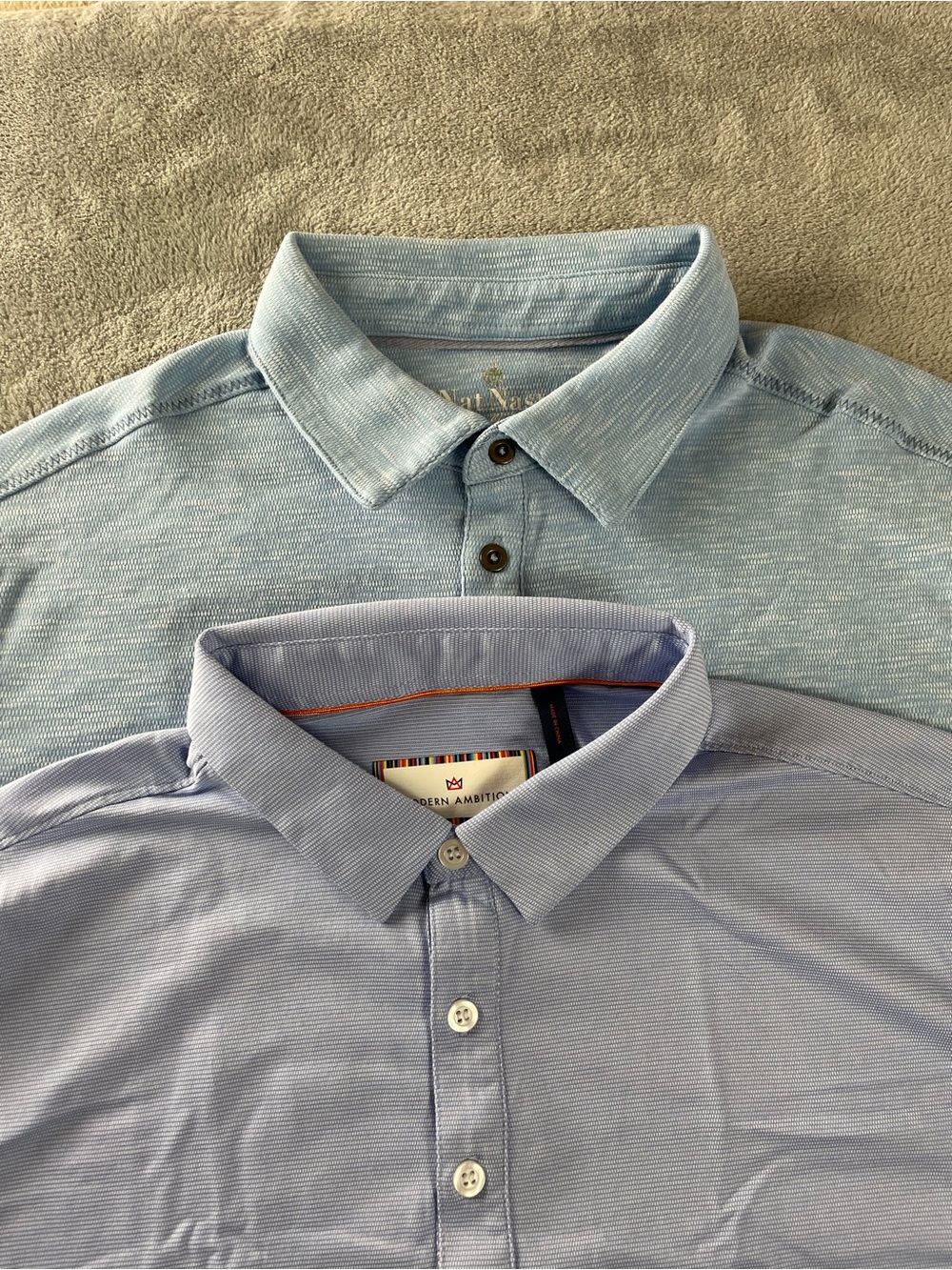 Lot Of 2 Blue Polo Shirts Modern Ambition Nat Nast Shirt Mens M Short Sleeve